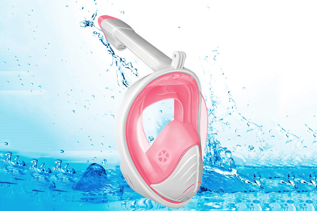 Full Face Snorkel Mask – 180 Degree Panoramic View Anti-Fog & Leak Proof-Pink