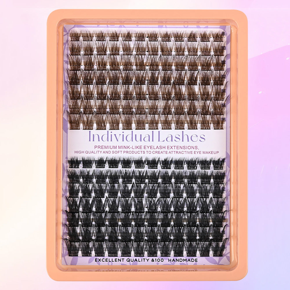 Dark Brown Natural Cluster Lashes DIY Fluffy Individual Reusable for Light Hair