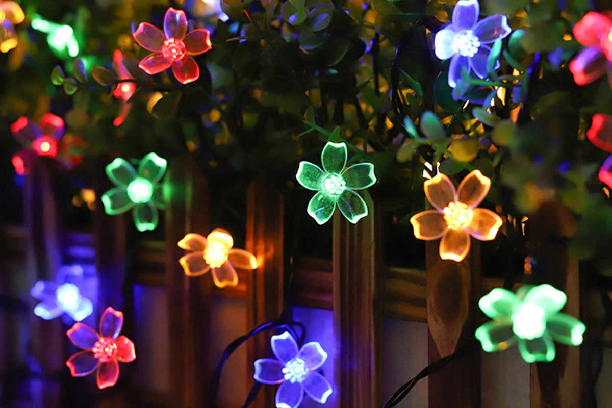 Outdoor Solar String Flower Lights Fairy Lights for Garden and Christmas Decoration
