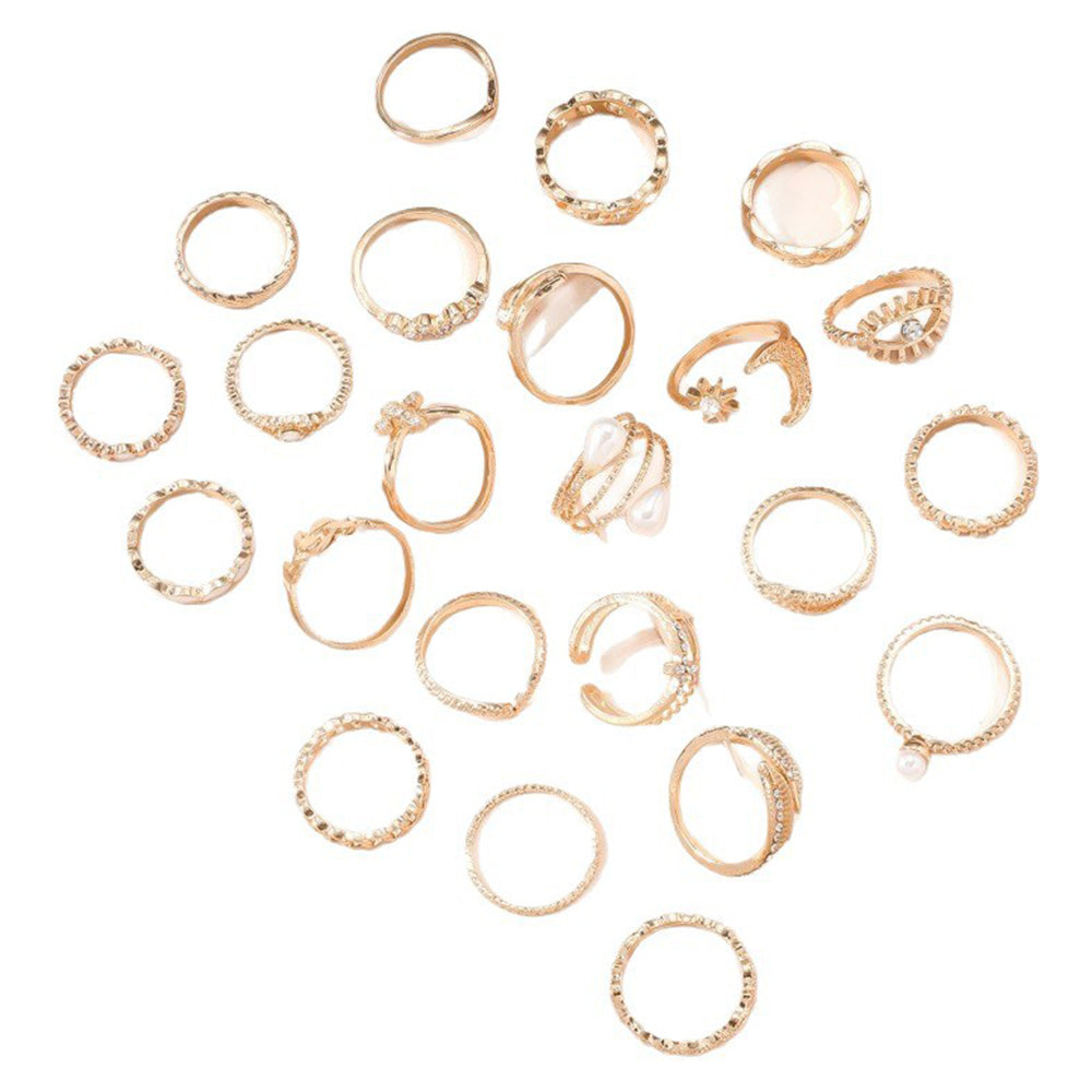 23Pcs Geometric Knuckle Ring Set Gold Silver Stackable Rings for Women