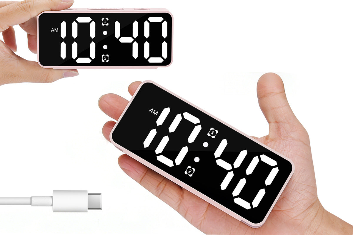 Small Digital Alarm Clock with 6 Dimmers and 5 Alarm Volumes for Bedrooms