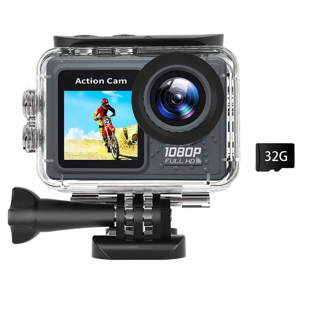 Water-Resistant Sports Underwater Camera HD 1080P Recorder Camcorder with 32G TF Card