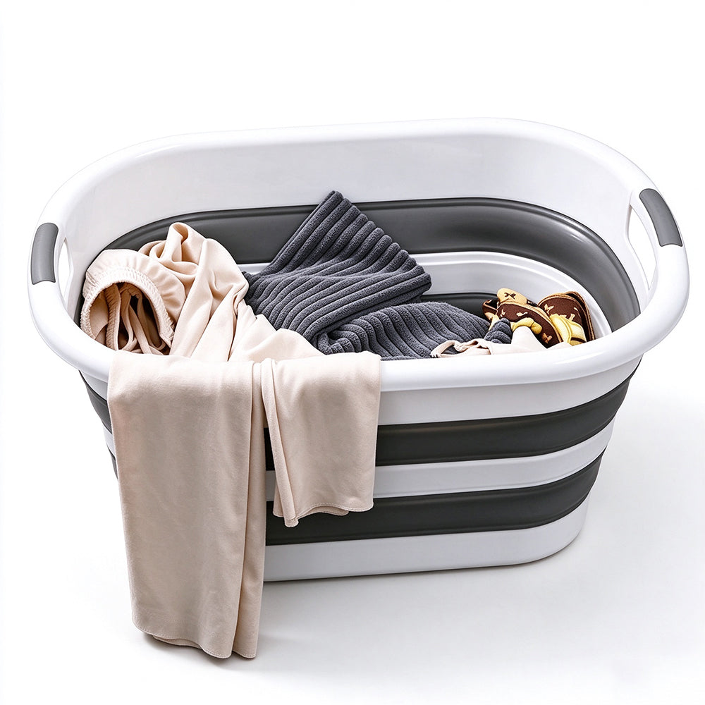 Foldable Laundry Wash Basin with Handles for Pet Bathing and Storage-M
