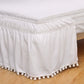 Pompom Fringe Bed Skirt Ruffle Valance Elastic Bed Wrap Around