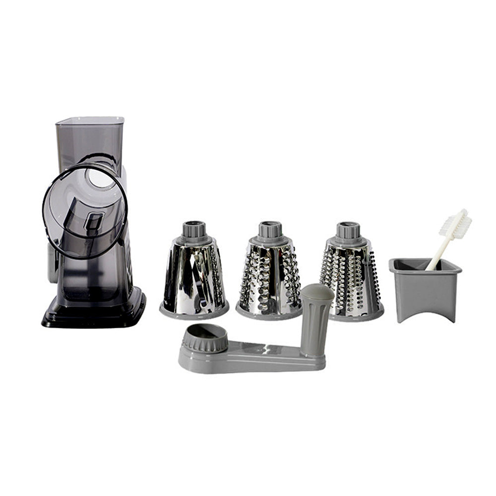 Rotary Vegetable Chopper 3-Blade Cylinder Hand-Cranked Slicer Shredder Grater