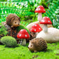 6Pcs Resin Mini Hedgehogs and Mushroom Fairy Garden Accessories Set