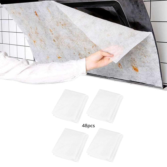 48Pcs Range Hood Filter Paper Non-woven Oil-absorbing Paper