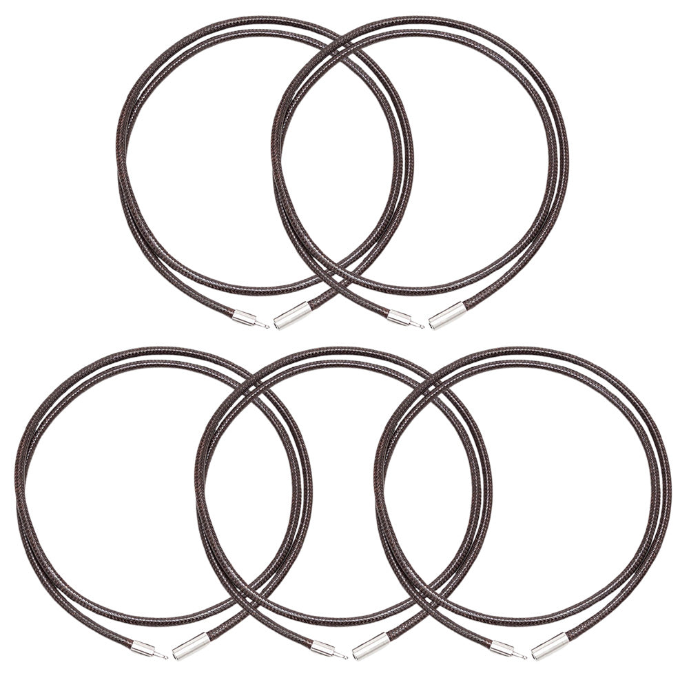5Pcs 3mm Braided Necklace Cord Adjustable Rope with Copper Buckle for DIY Jewelry-Coffee