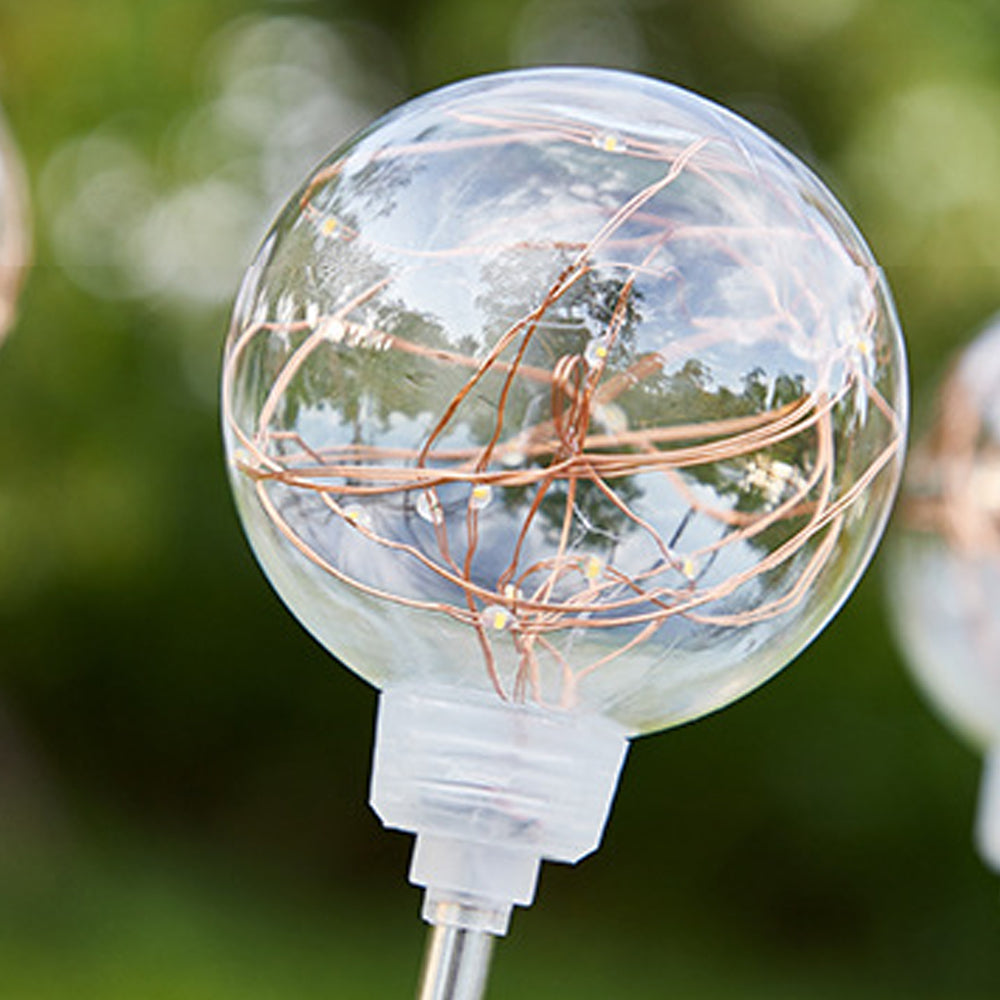 2Pcs Solar Globe Light Water-resistant Outdoor Stake Light