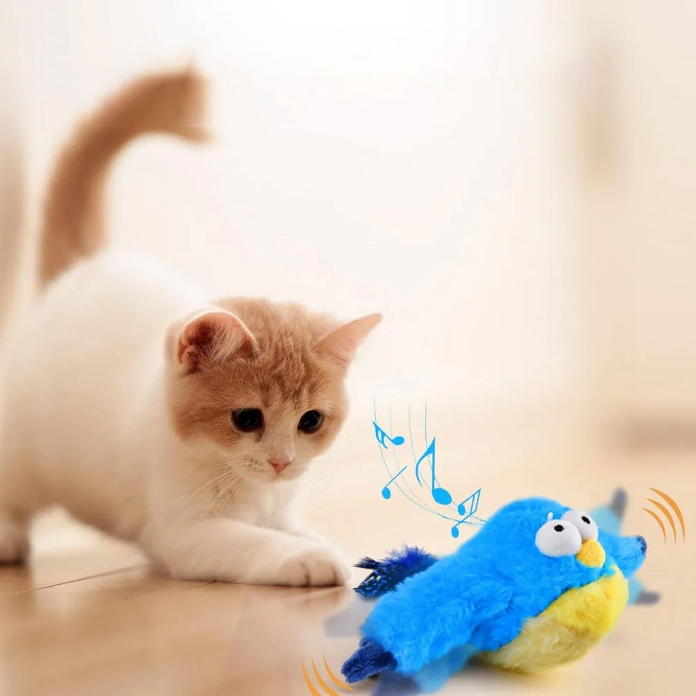Rechargeable Squeaky Cat Toys Touch Activated Kitten Plush Flapping Toys