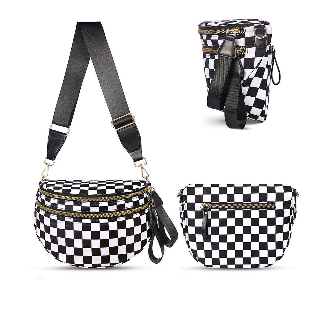 Checkered Crossbody Bag Bum Bag Women Sling Bag