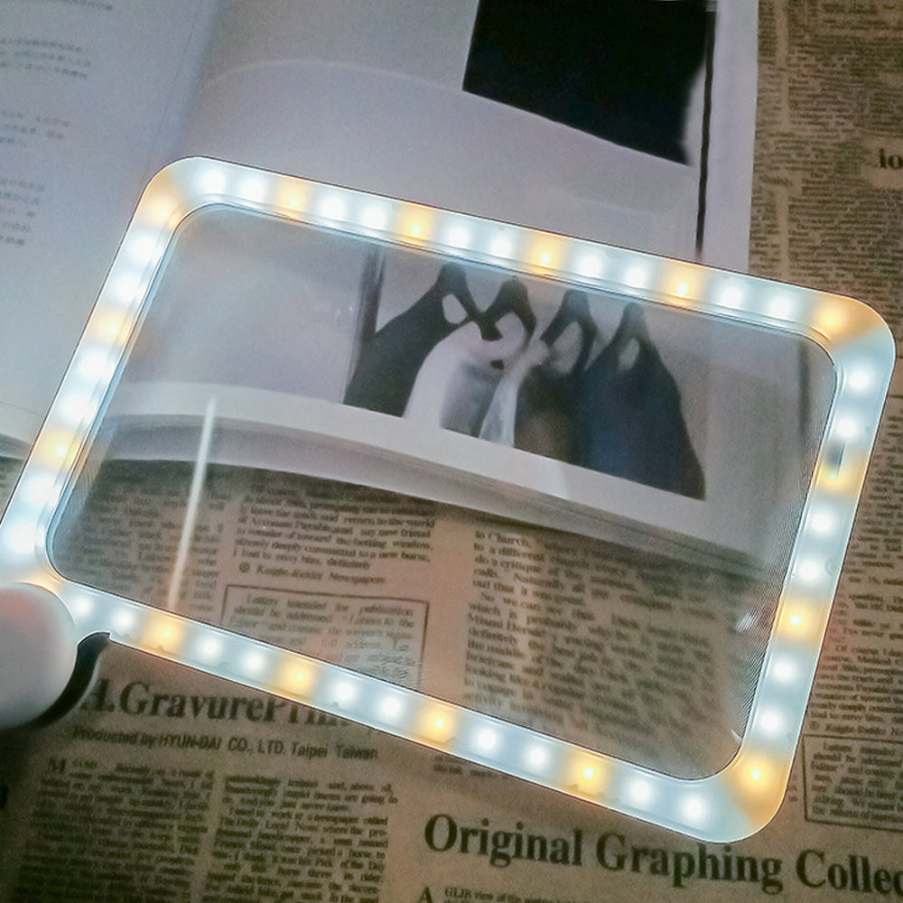 5X Magnification Folding Handheld Reading Rectangle Magnifier with Light