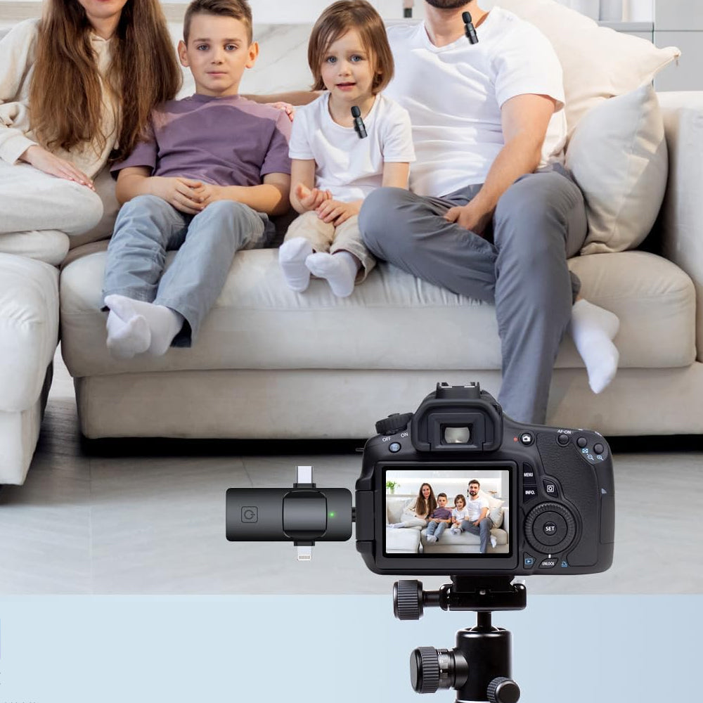 Pair of Wireless Lavalier Microphone Set for iPhone iPad Android