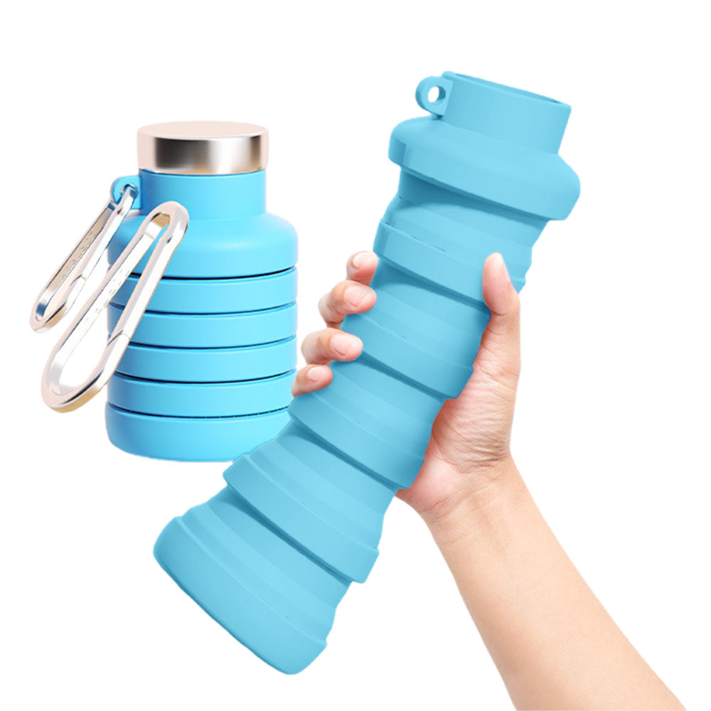 500ml Collapsible Silicone Water Bottle with Hanging Hole for Outdoor Office