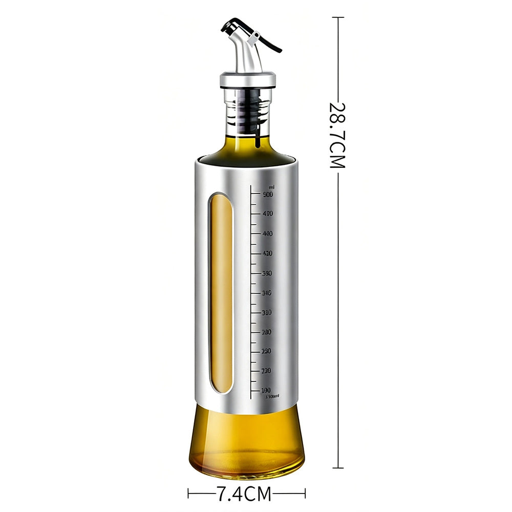 Glass Oil Dispenser with Capacity Markings 300 or 500ml Push-Button Bottle