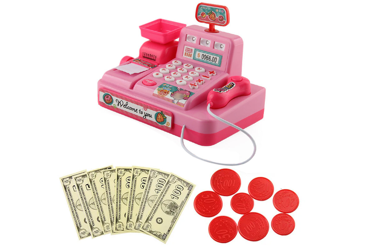 Cash Register Pretend Play Calculator Cash Register Toys with Scanner