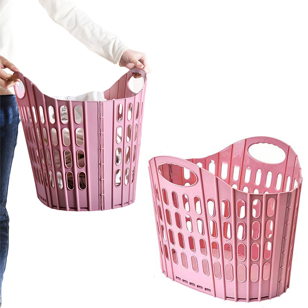 Collapsible Plastic Laundry Basket Folding Washing Clothes Storage Organizer