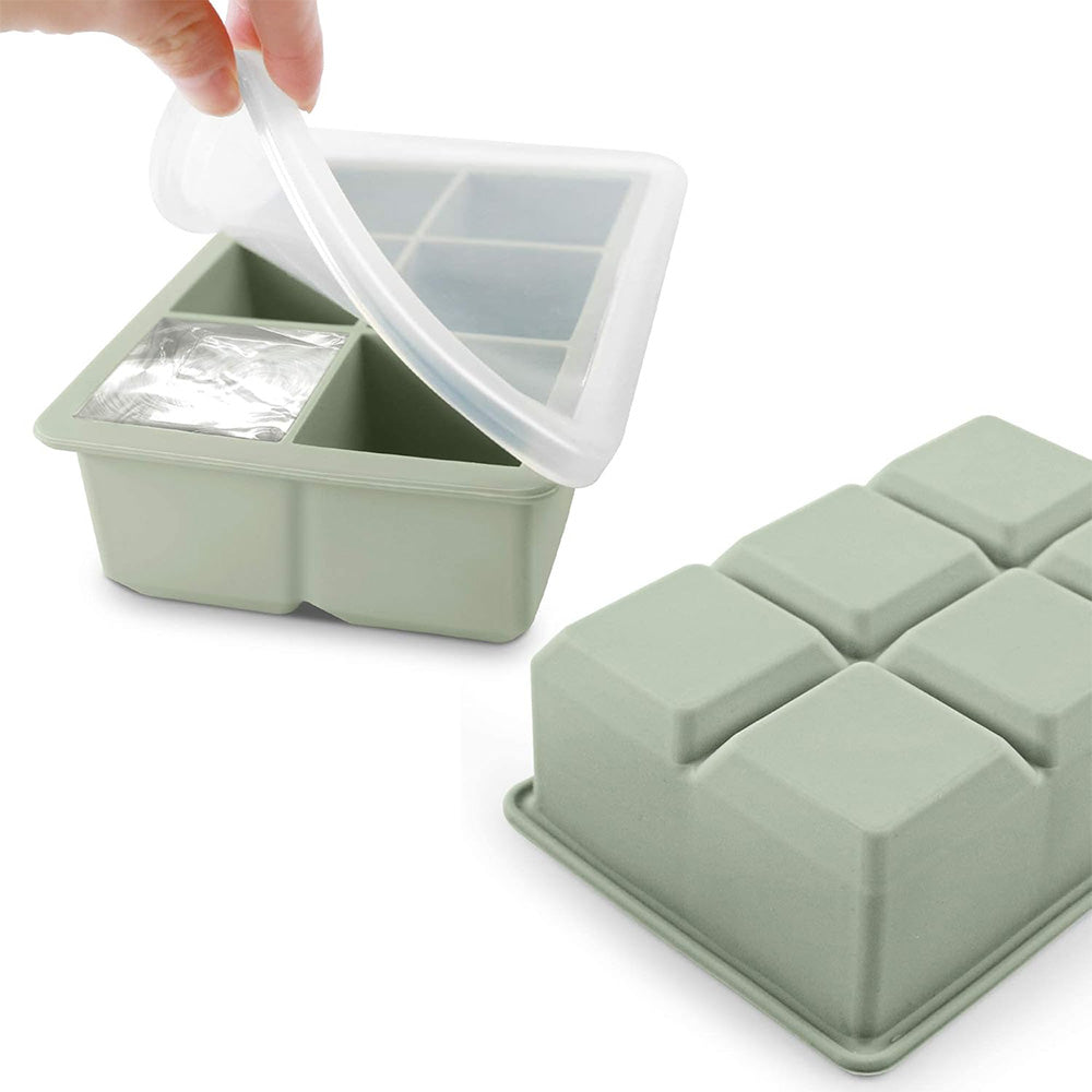 3Pcs Silicone Ice Cube Trays with Lid 6 Cavity Large Square Mold for Whisky Cocktail