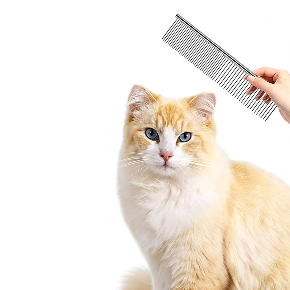 Double Sided Stainless Steel Dematting Grooming Comb for Dogs and Cats