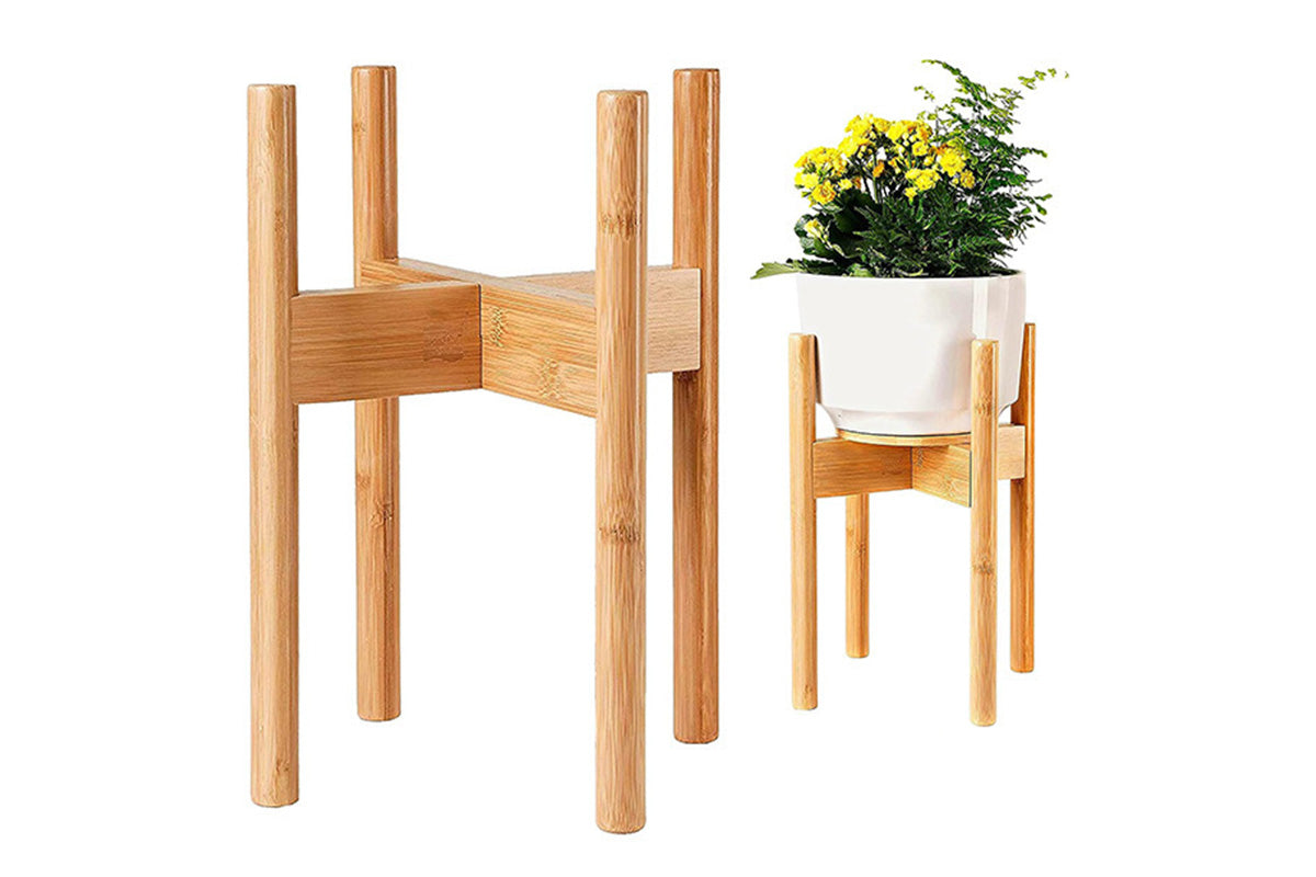 Adjustable Bamboo Plant Stand Holder Indoor for Stable Plant Display