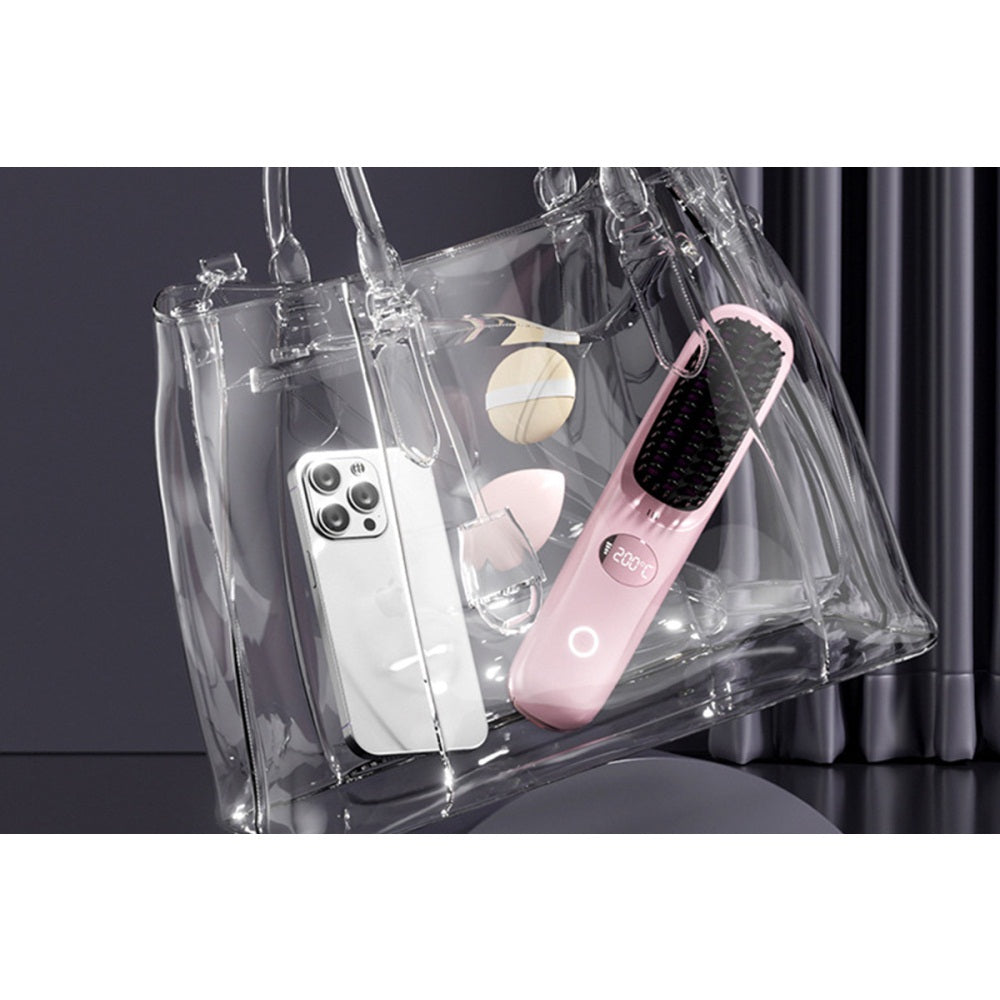 USB Rechargeable Hair Straightening Brush with LED Screen
