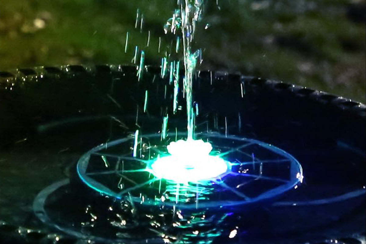 Solar Powered Floating Fountain with 12pcs Spray Heads RGB LED Bird Bath Water Fountain with 12pcs Spray Heads