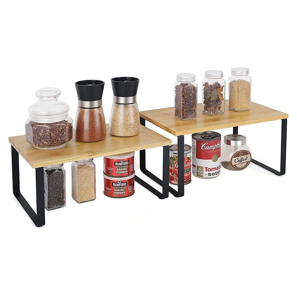 2Pcs Wooden Cabinet Shelf Organizers Kitchen Counter Shelves