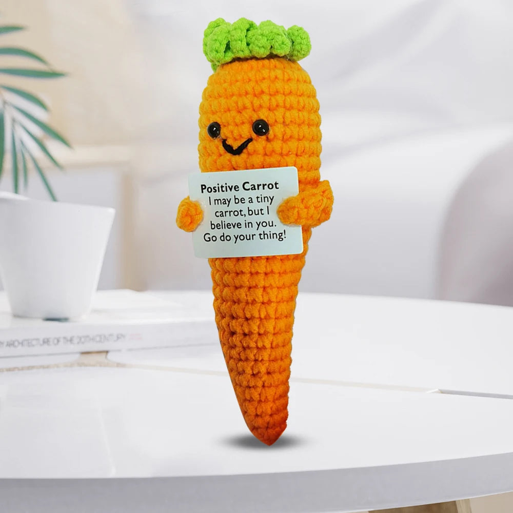 Mini Crochet Doll with Positive Card-Carrots, Broccoli, Potato
