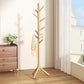 Solid Wood Freestanding Coat Rack with 8 Hooks Tripod Base for Bedroom Entryway