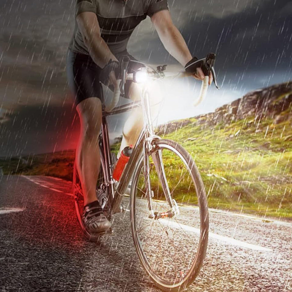 USB Rechargeable Bike Light Set with 4+6 Modes Waterproof Bicycle Lights