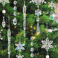 18Pcs Hanging Acrylic Christmas Snowflake Icicle Drop Ornaments for Xmas Tree