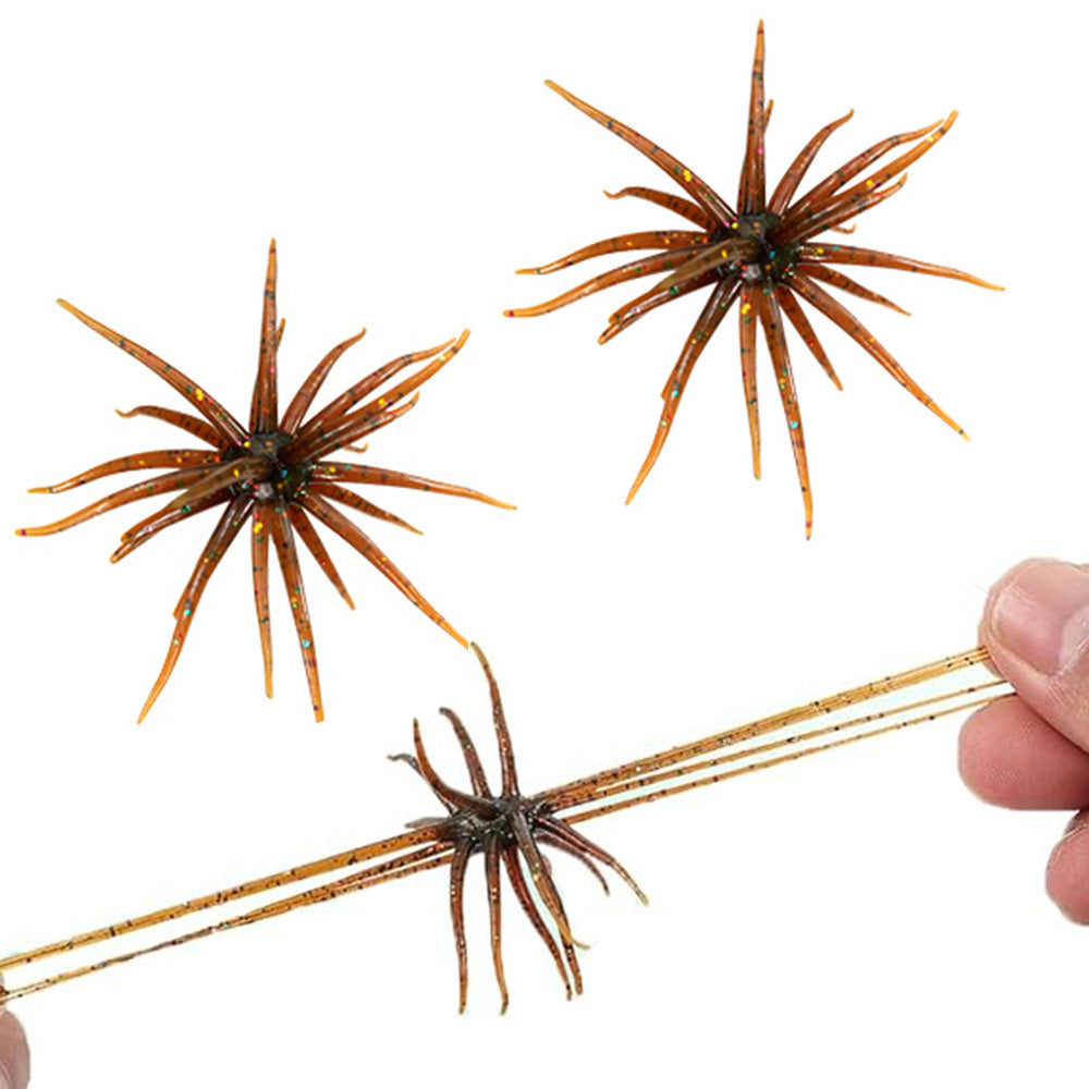2 PCS Lifelike Floating Sea Urchin Soft Bait with Glitter Tentacle Creature Lure for Fishing