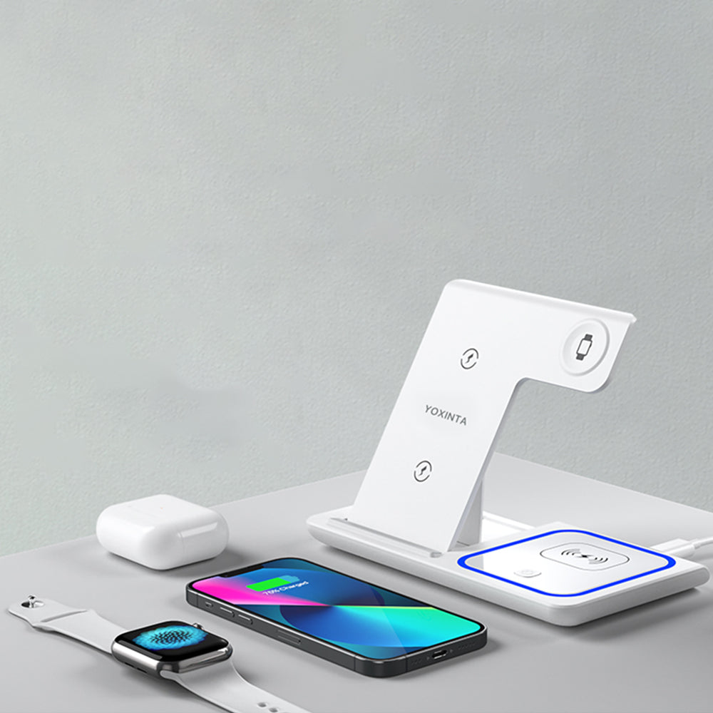 3-in-1 15W Wireless Fast Charging Station for iPhone/Apple Watch/AirPods