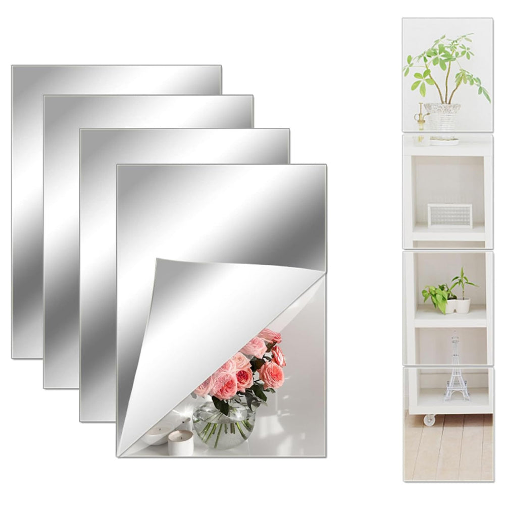 4Pcs 2MM Thick Frameless Acrylic Mirror Wall Stickers