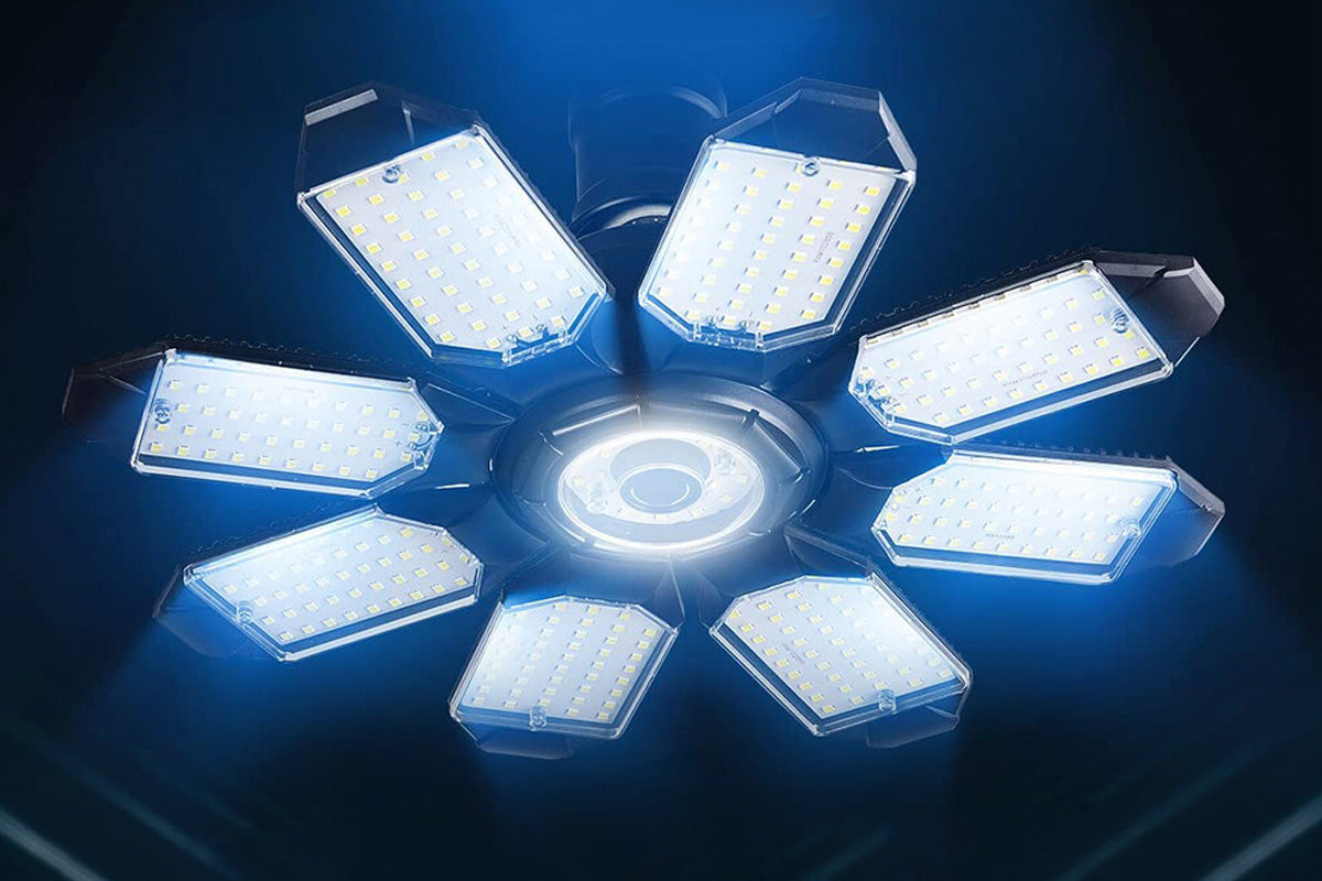 8 Panels LED Foldable Garage Ceiling Light for Workshop Warehouse Lighting
