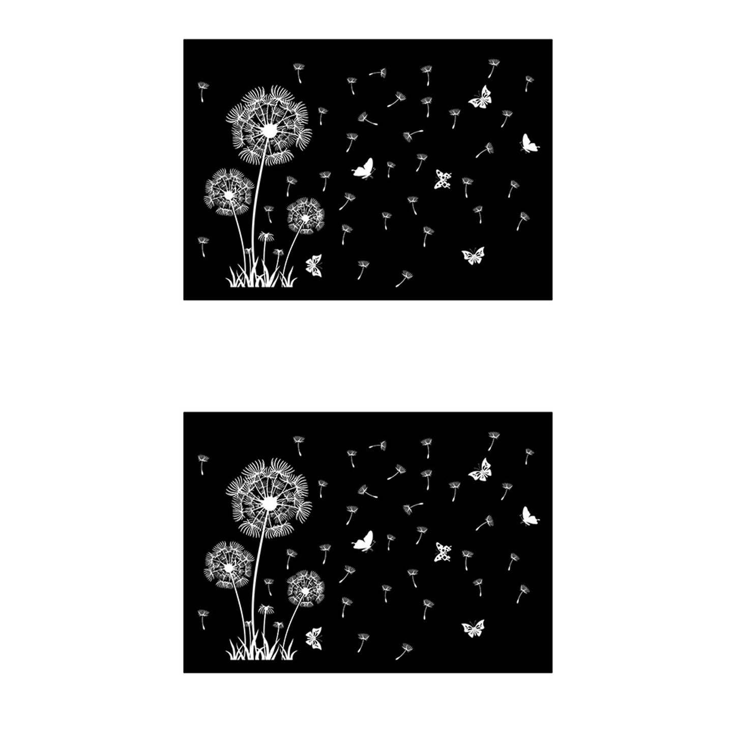 2Pcs Dandelion Wall Decals Flying Flowers Butterflies Wall Sticker