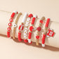 7 Piece Elastic Clay Bead Football Bracelet Stack Set