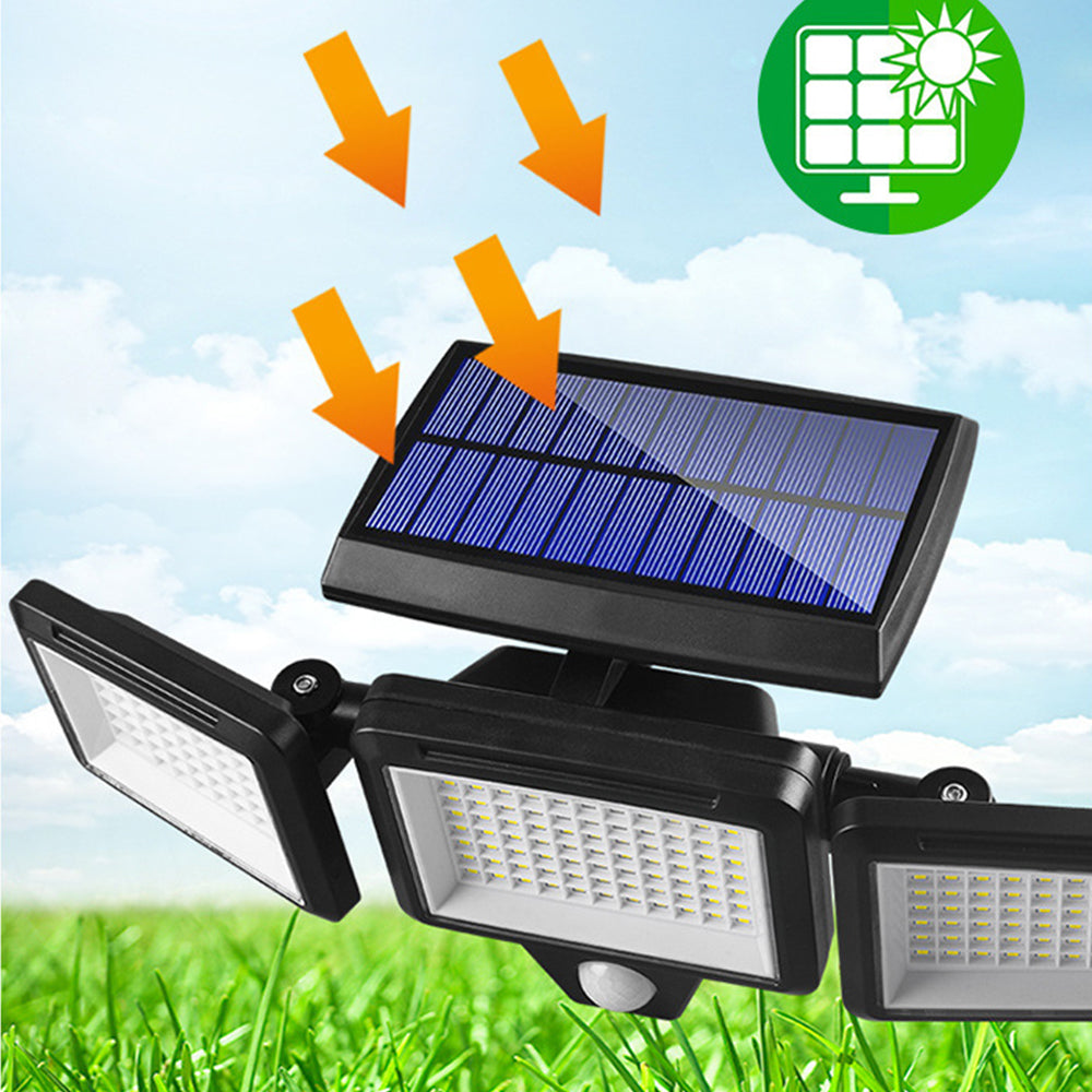 3 Head Motion Sensor Solar Light Wall Lamp