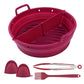 Reusable Foldable Round Silicone Air Fryer Baking Tray with Handles