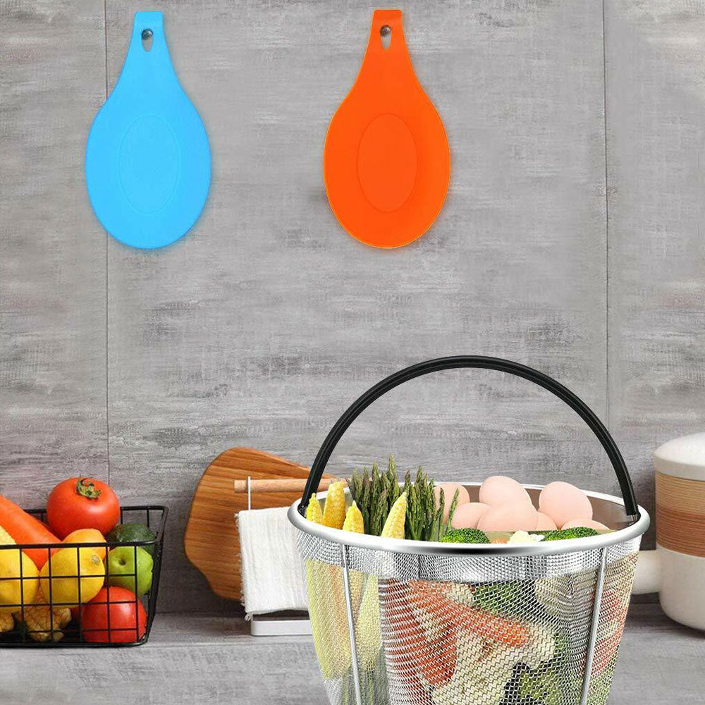 6 Pack Heat Resistant Silicone Spoon Rest Utensil Holders