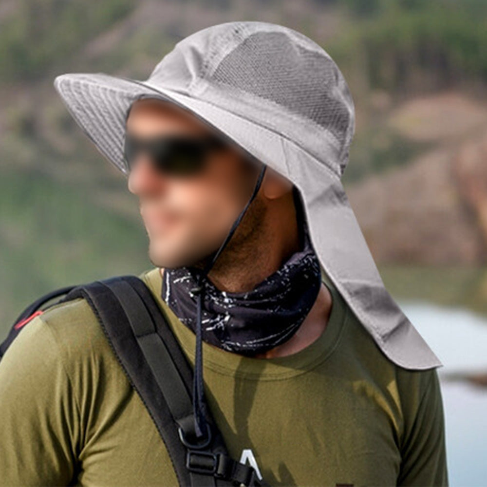 Outdoor Hiking Fishing Hat Sun Protection Unisex Neck Flap Cap Wide Brim