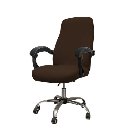 Water-Resistant Stretch Computer Office Chair Cover Durable Zipper Design-Coffee