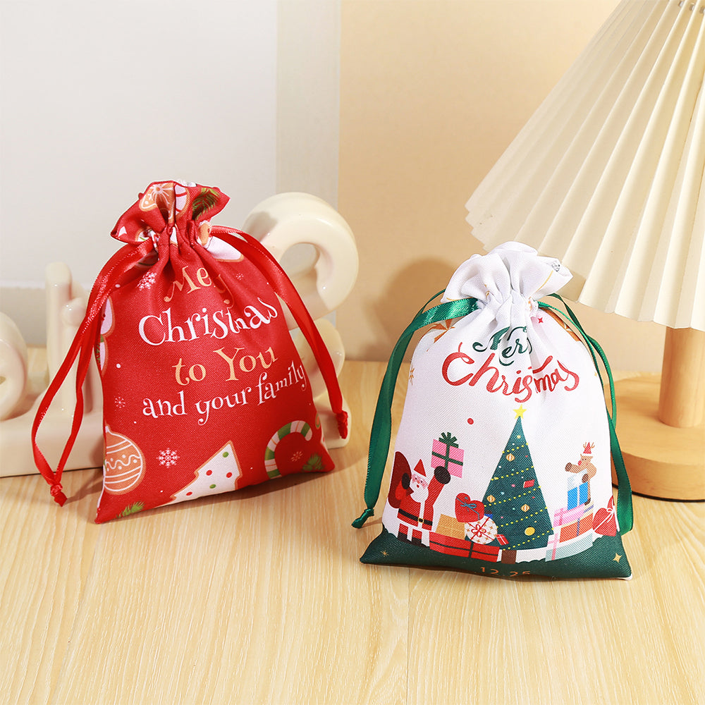 5Pcs 40x30CM Christmas Drawstring Bags Extra Large Christmas Sack Holiday Wrapping Sacks