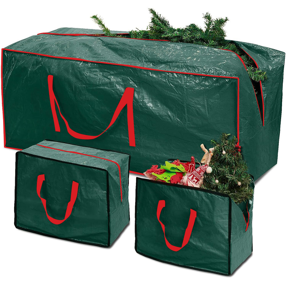 3pcs Large Christmas Tree Storage Bags PE Water-Resistant with Reinforced Handles and Zipper