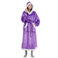 Fleece Long Blanket Hoodie with Giant Pocket and Belt Wearable Hooded Blanket