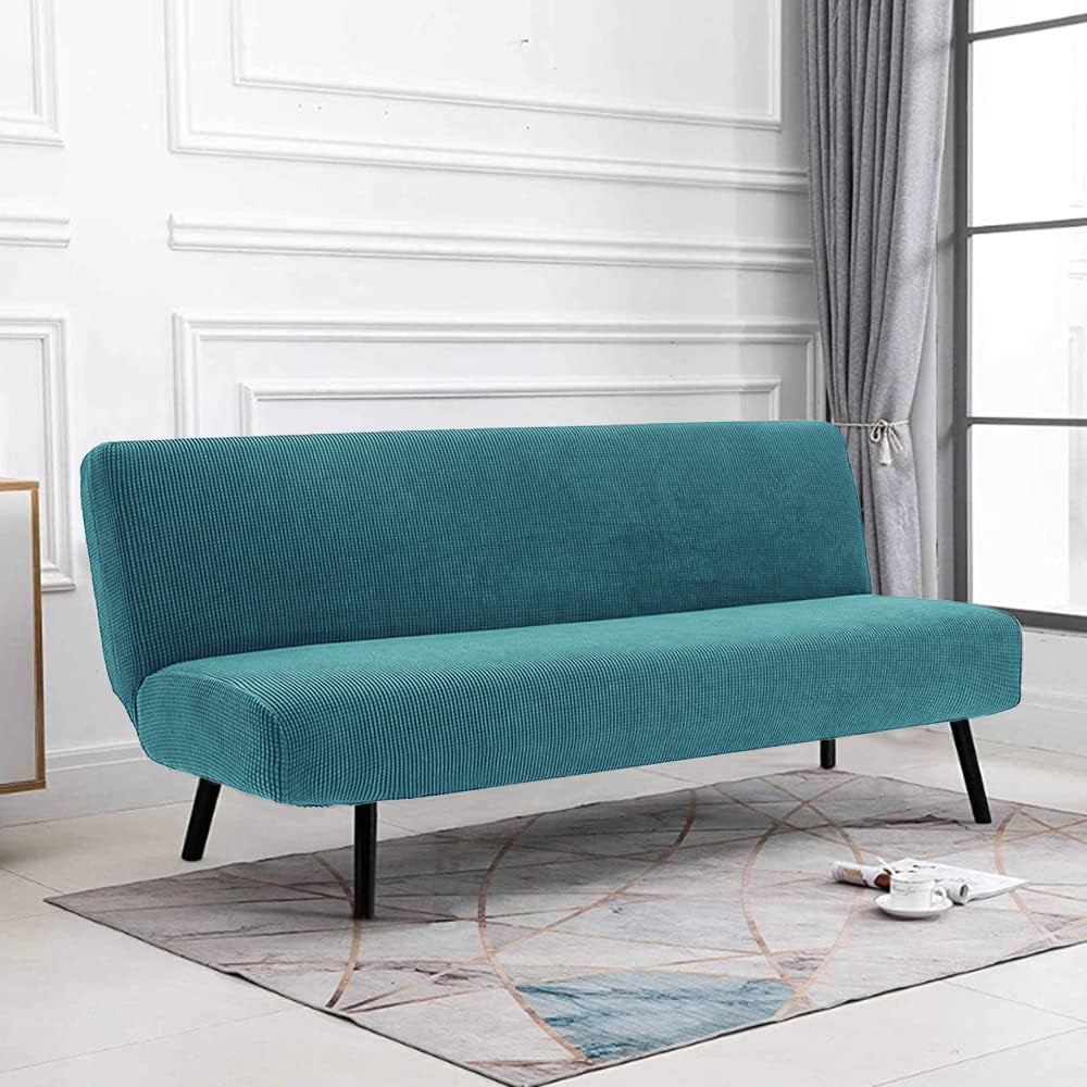 Armless Solid Color Stretch Folding Sofa Bed Cover