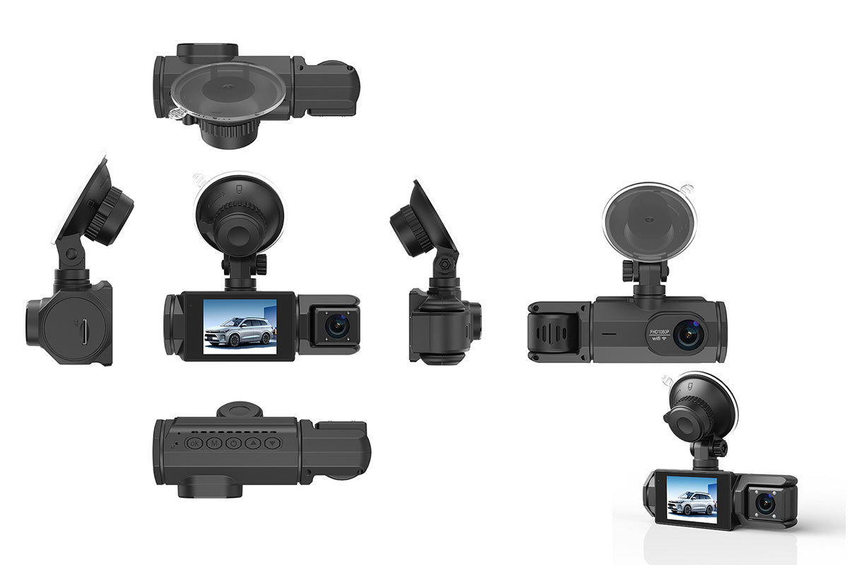 3 Channel Dash Cam With WIFI Front Inside And Rear Car Dash Camera With Motion Detection