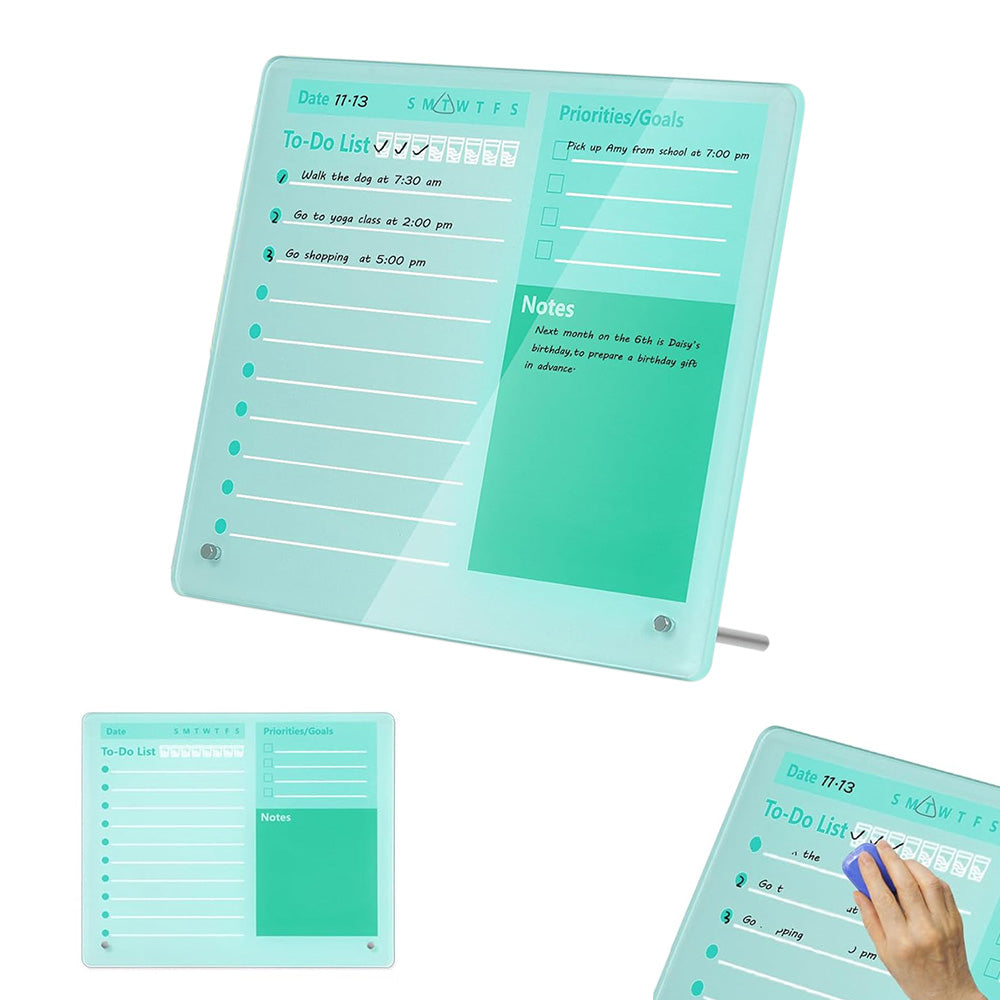 Thick Acrylic Dry Erase Board for Desk Planner with Stand