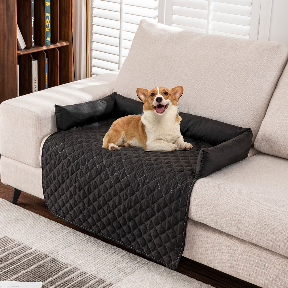 Plaid Water-resistant Sofa Pet Blanket Mat with Pillow