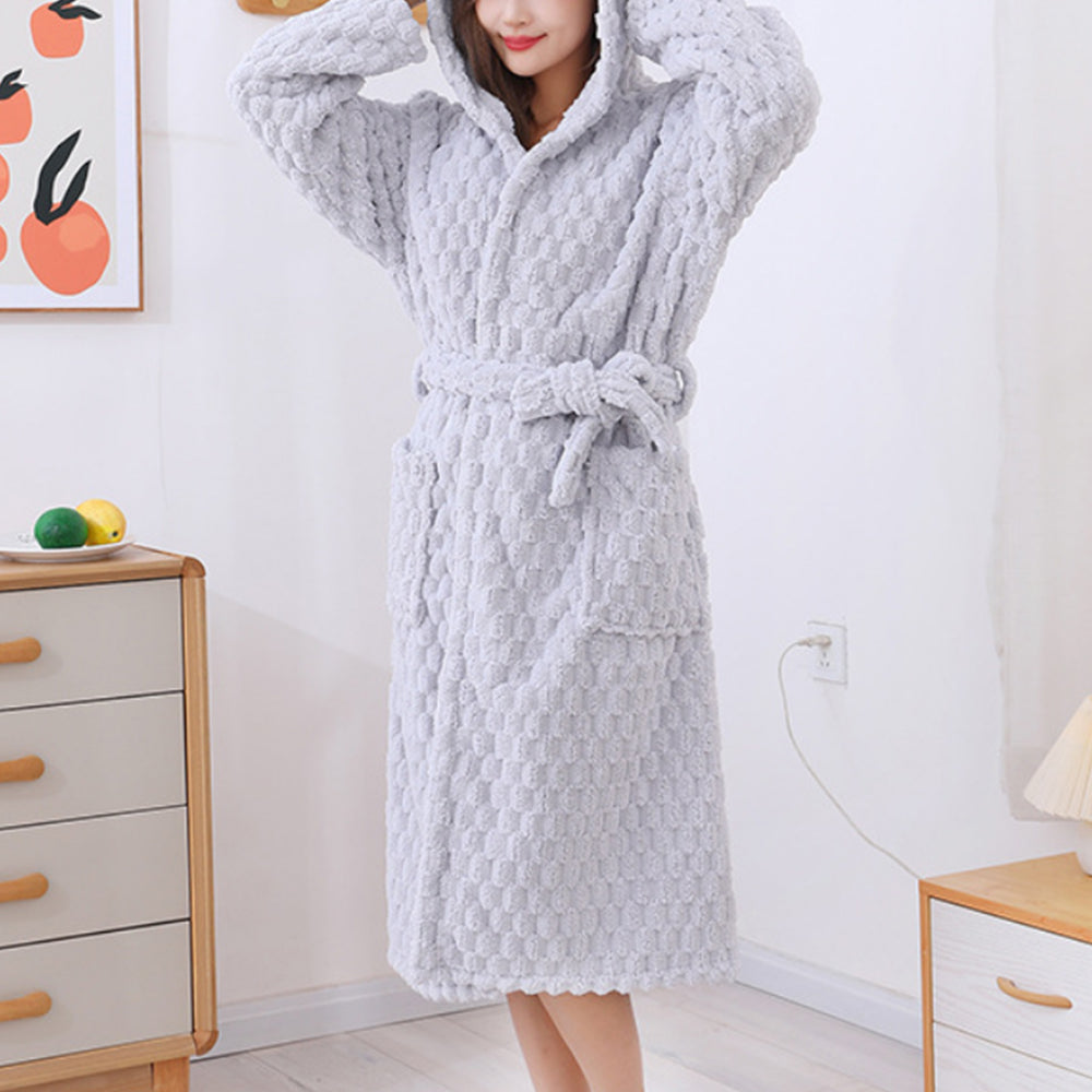 Towelling Wrap Hooded Bathrobe